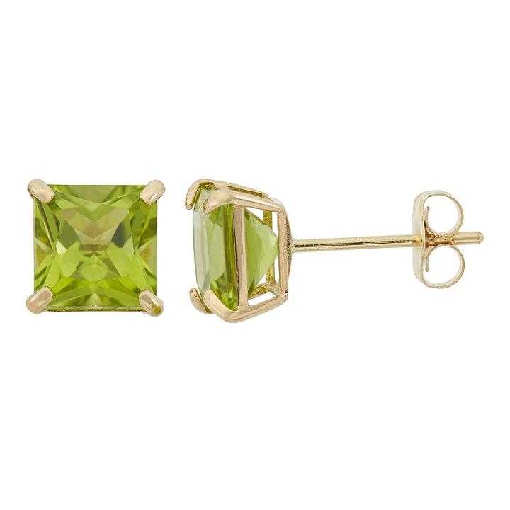 Peridot 10k Gold Stud Earrings, Women's, Green