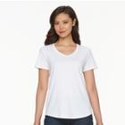 Women's Croft & Barrow&reg; Essential V-neck Tee, Size: Medium, White