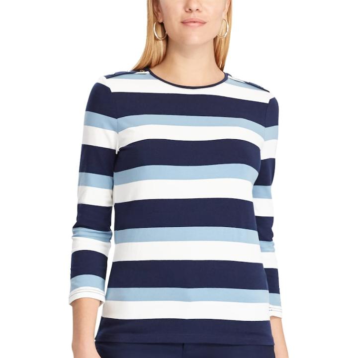Women's Chaps Striped Top, Size: Xl, Blue