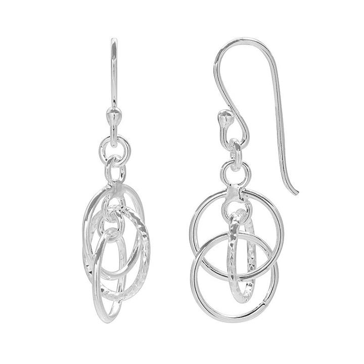 Primrose Sterling Silver Circle Drop Earrings, Women's, Grey