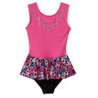 Girls 4-14 Jacques Moret Garden Of Flowers Skirtall Leotard, Girl's, Size: Large, Brown Over