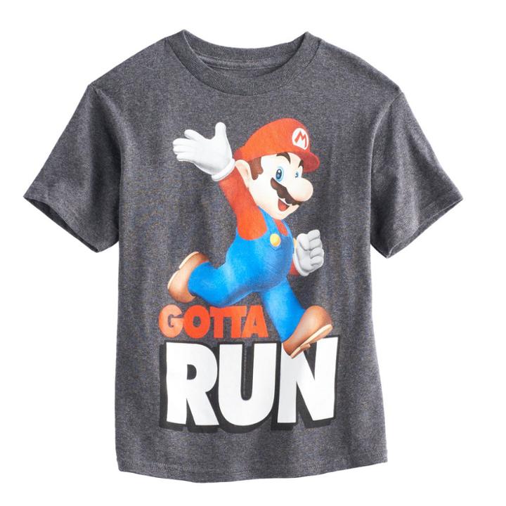 Boys 4-7 Super Mario Bros. Gotta Run Tee, Size: 5-6, Dark Grey