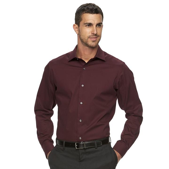 Men's Marc Anthony Slim-fit Non-iron Dress Shirt, Size: 14.5-32/33, Purple
