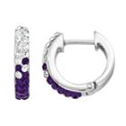 Kansas State Wildcats Crystal Sterling Silver Huggie Hoop Earrings, Women's, Purple