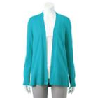 Women's Croft & Barrow&reg; Essential Open-front Cardigan, Size: Xl, Turquoise/blue (turq/aqua)