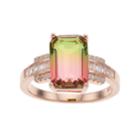 18k Rose Gold Over Silver Watermelon Cubic Zirconia Ring, Women's, Size: 9, Pink