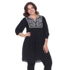 Plus Size White Mark Embroidered Smock Dress, Women's, Size: 2xl, Black