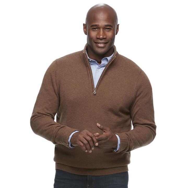 Big & Tall Croft & Barrow&reg; True Comfort Classic-fit Stretch Quarter-zip Sweater, Men's, Size: 2xb, Med Brown