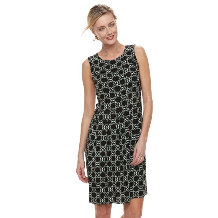 Women's Croft & Barrow&reg; Print Pleated Shift Dress, Size: Medium, Black