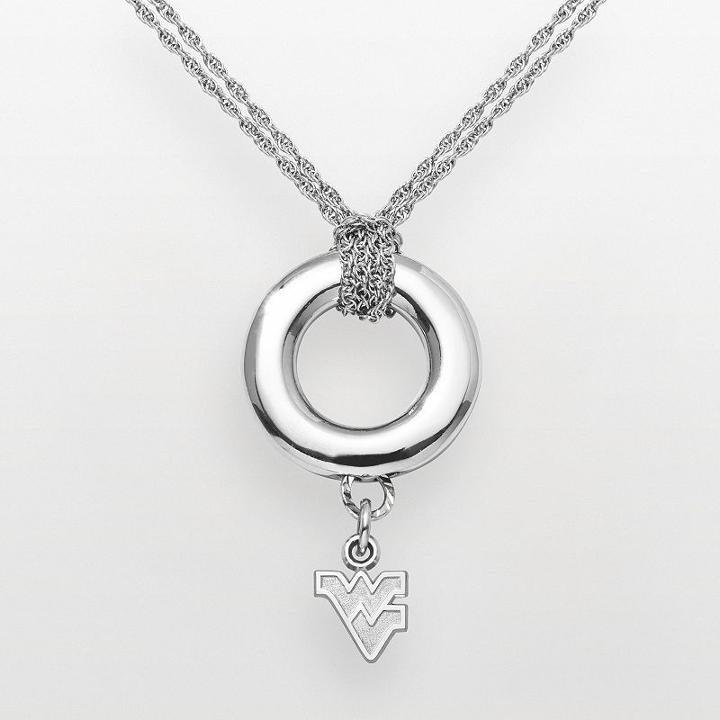 West Virginia Mountaineers Sterling Silver Halo Pendant, Women's, Size: 16, Grey
