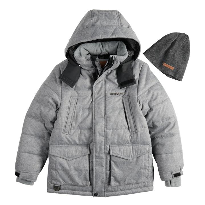 Boys 8-20 Zeroxposur Dexter Parka Jacket & Hat, Size: Small, Grey