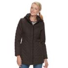 Women's Weathercast Hooded Quilted Midweight Jacket, Size: Xl, Brown