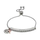 Brilliance Silver Plated Swarovski Crystal Bar Faith Charm Bracelet, Women's, Size: 8, White
