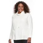 Plus Size Croft & Barrow&reg; Funnel Neck Textured Tunic Sweatshirt, Women's, Size: 2xl, White