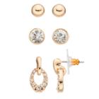 Napier Door Knocker Drop & Round Stud Earring Set, Women's, Gold