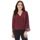 Juniors' Iz Byer California Lace Faux-wrap Top, Teens, Size: Xs, Dark Red