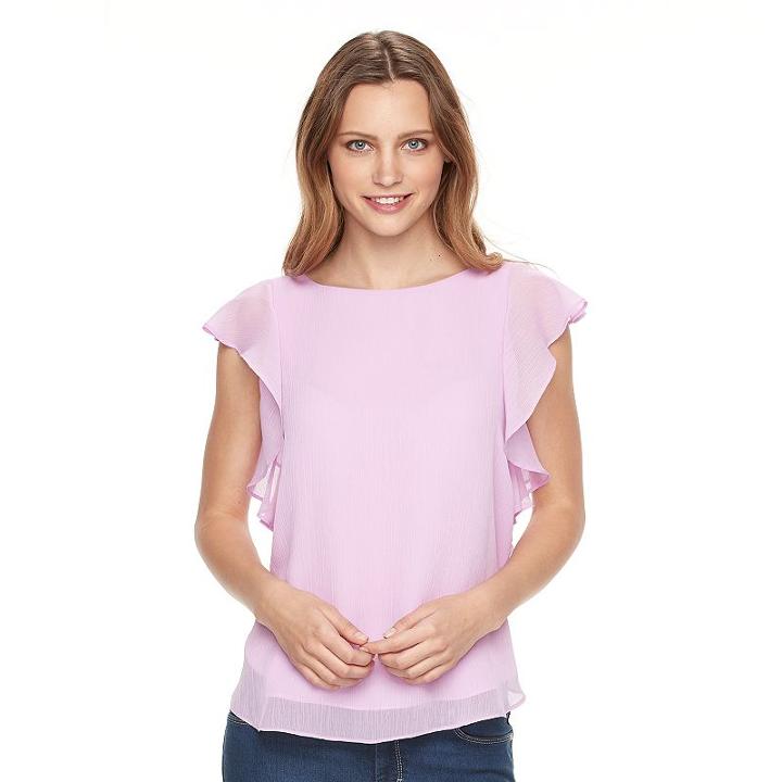 Women's Apt. 9&reg; Ruffle Chiffon Top, Size: Xxl, Lt Purple