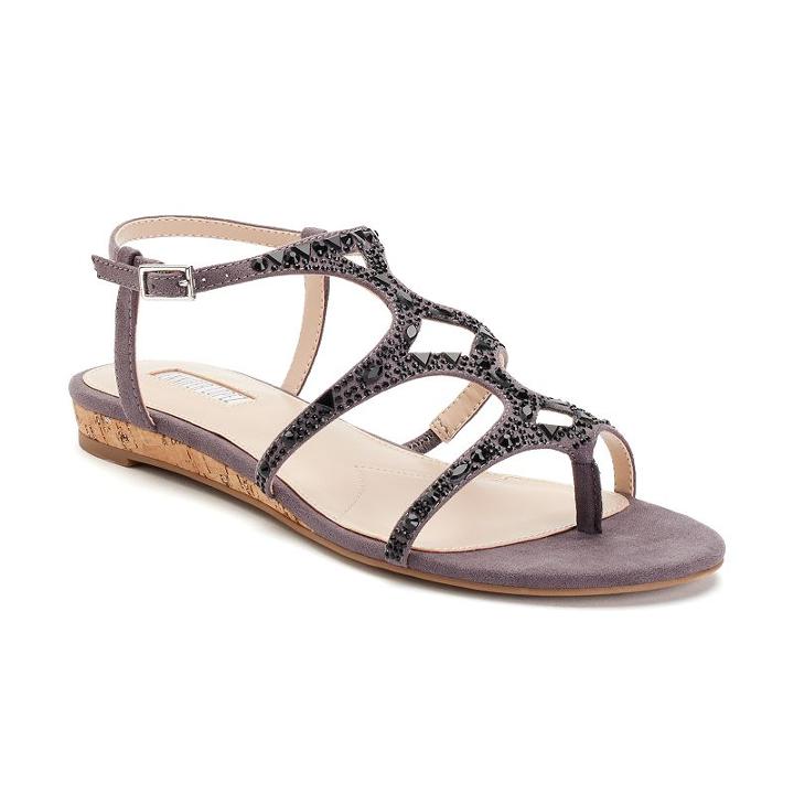Jennifer Lopez Women's Jeweled Wedge Sandals, Size: 6, Med Grey