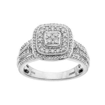 Always Yours Sterling Silver 1/2 Ct. T.w. Diamond Halo Engagement Ring, Women's, Size: 7, White