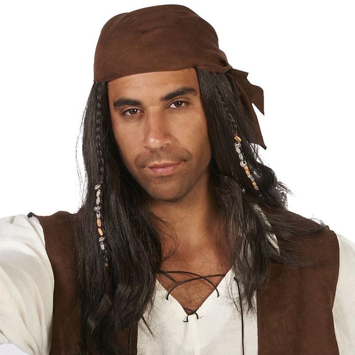 Adult Pirate Costume Wig With Beads, Men's, Size: Standard, Multicolor