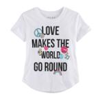 Girls 7-16 Love Makes The World Go Round Graphic Tee, Size: Large, White