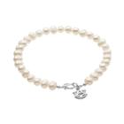 Dayna U Auburn Tigers Sterling Silver Freshwater Cultured Pearl Logo Charm Toggle Bracelet, Women's, Size: 8, White