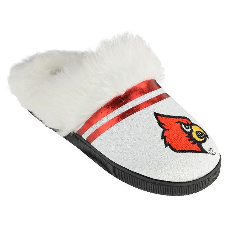 Women's Louisville Cardinals Plush Slippers, Size: Medium, White