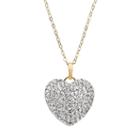 Crystal 14k Gold-bonded Sterling Silver Puffed Heart Pendant Necklace, Women's, White
