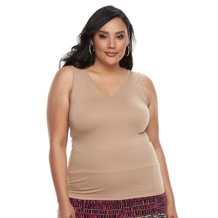 Plus Size Apt. 9&reg; Essential Reversible Seamless Tank, Women's, Size: 3xl, Med Beige