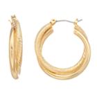 Dana Buchman Textured Crisscross Hoop Earrings, Women's, Gold