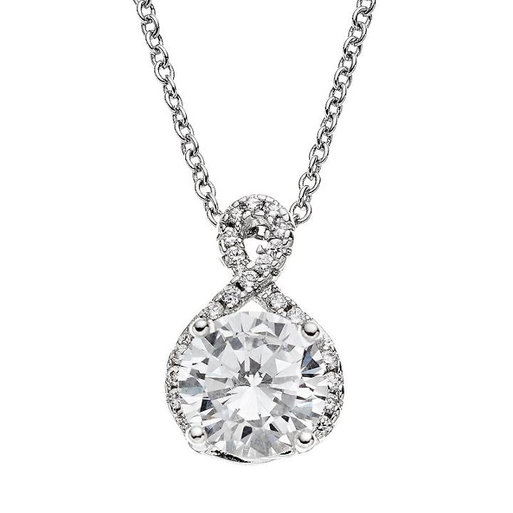 The Silver Lining Cubic Zirconia Silver Tone Twist Pendant Necklace, Women's, Size: 18, White