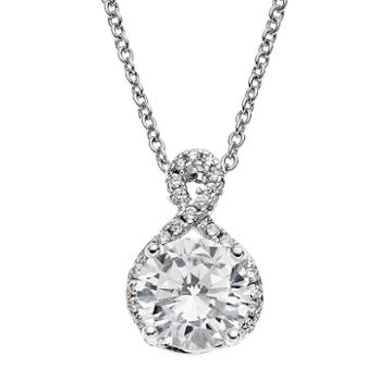 The Silver Lining Cubic Zirconia Silver Tone Twist Pendant Necklace, Women's, Size: 18, White