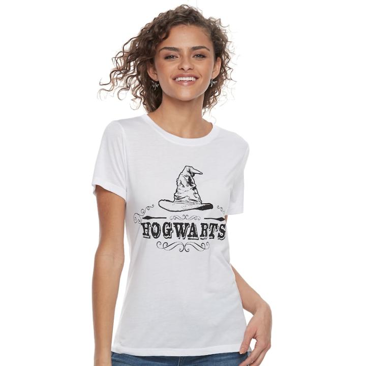 Juniors' Harry Potter Hogwarts Sorting Hat Graphic Tee, Teens, Size: Medium, White