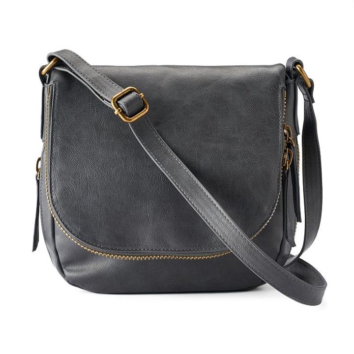Sonoma Goods For Life&trade; Gertie Saddle Crossbody Bag, Women's, Grey