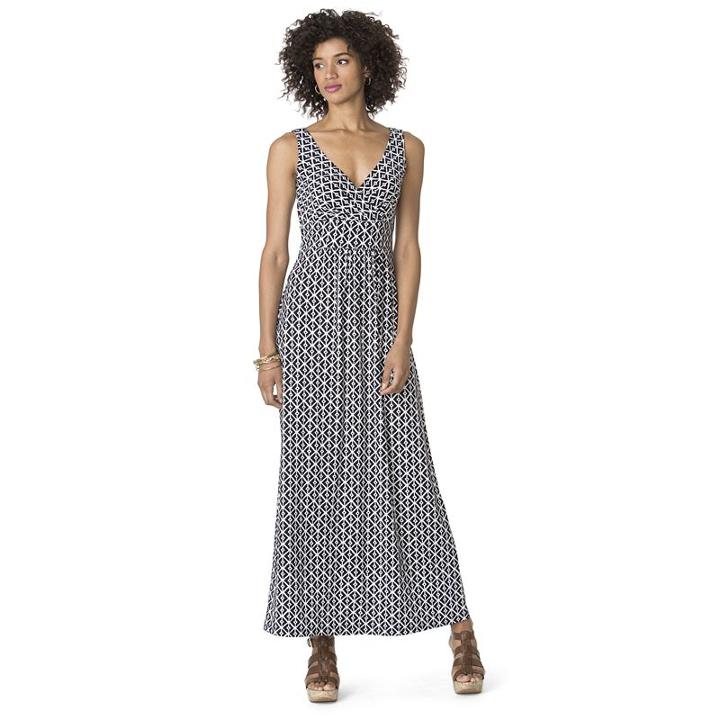 Petite Chaps Printed Maxi Dress, Women's, Size: Xl Petite, Blue