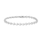 Sterling Silver 1/6 Carat T.w. Diamond Heart Link Bracelet, Women's, Size: 7, White