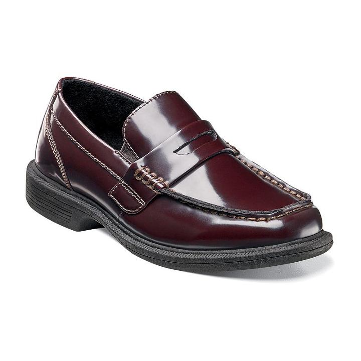 Nunn Bush Kent Jr. Boys' Penny Loafers, Boy's, Size: 2, Dark Red