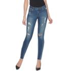 Petite Jennifer Lopez Destructed Skinny Ankle Jeans, Women's, Size: 2 Petite, Dark Blue