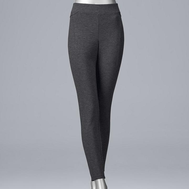 Women's Simply Vera Vera Wang Ponte Skinny Ankle Pants, Size: M Short, Dark Grey