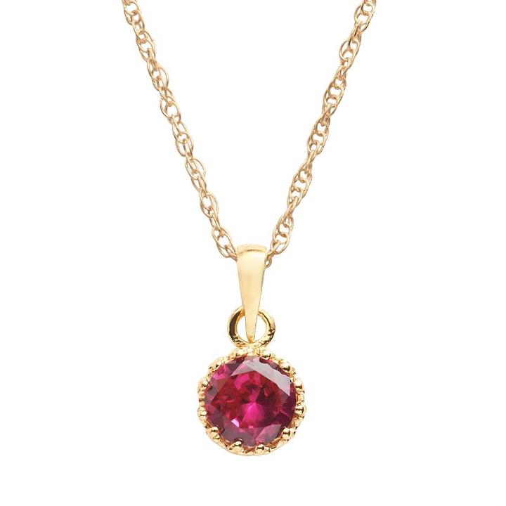 Tiara 14k Gold Over Silver Lab-created Ruby Crown Pendant, Women's, Size: 18, Red