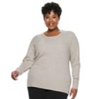 Plus Size Napa Valley Cable-knit Crewneck Sweater, Women's, Size: 2xl, White