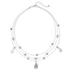 Beaded Teardrop Multi Strand Necklace, Women's, Silver