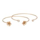 Lc Lauren Conrad Flower & Simulated Crystal Cuff Bracelet Set, Women's, Grey