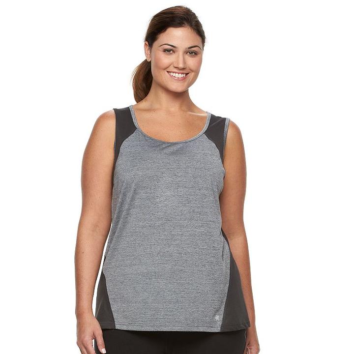 Plus Size Women's Tek Gear&reg; Performance Base Layer Workout Tank, Size: 3xl, Dark Grey