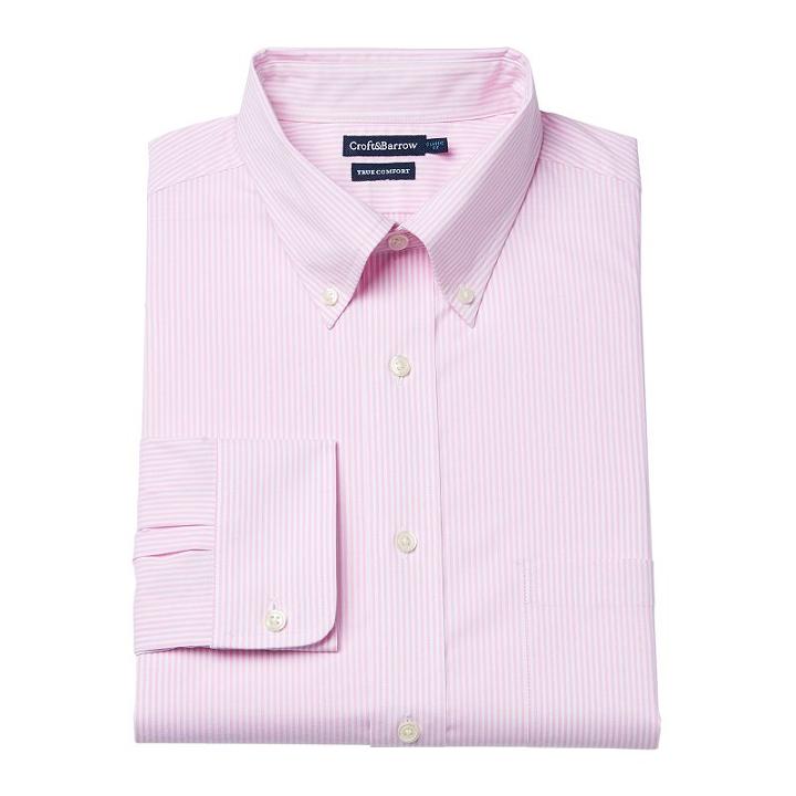Big & Tall Croft & Barrow&reg; True Comfort Regular-fit Dress Shirt, Men's, Size: 19 34/5b, Light Pink