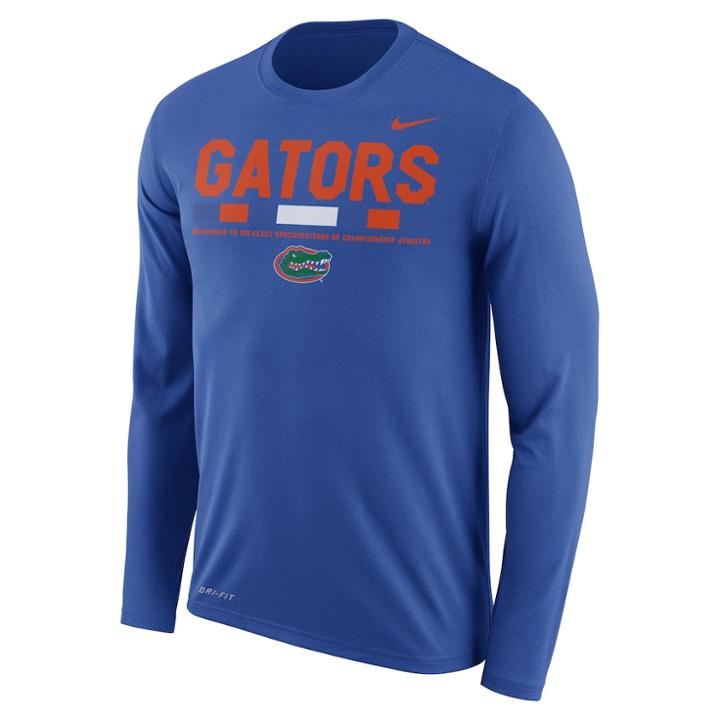 Men's Nike Florida Gators Dri-fit Legend Staff Long-sleeve Tee, Size: Small, Blue