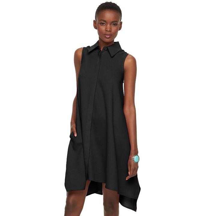 Women's Sharagano A-line Shirtdress, Size: 6, Black