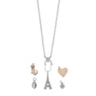 Mudd&reg; Heart, Cat & Eiffel Tower Charm Necklace Set, Women's, Silver