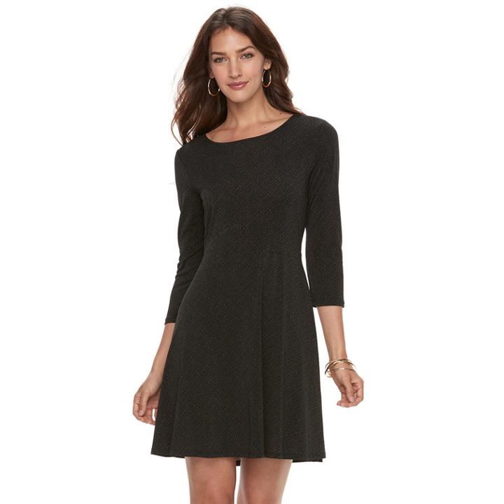 Women's Apt. 9&reg; Pleated Fit & Flare Dress, Size: Medium, Dark Green