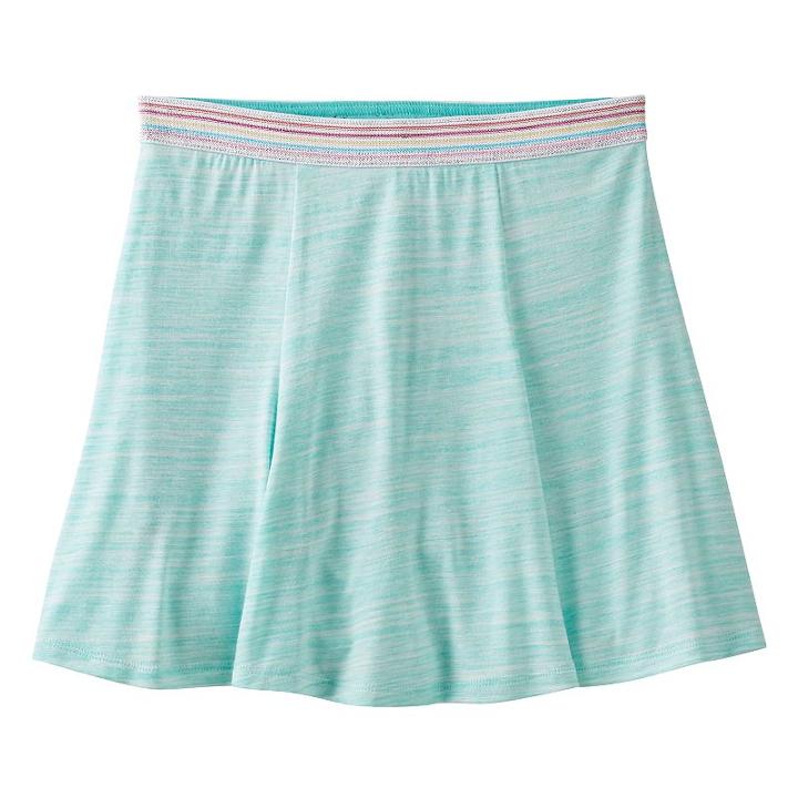 Girls 7-16 & Plus Size So&reg; Shiny Patterned Skater Skort, Girl's, Size: M/10, Turquoise/blue (turq/aqua)